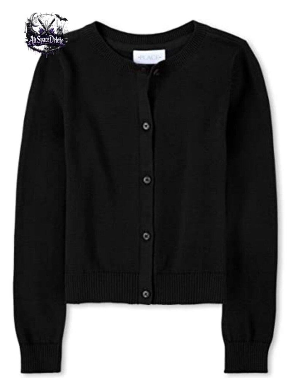 Girls Basic Cardigan Button Front Long Sleeve Crew Neck Ribbed